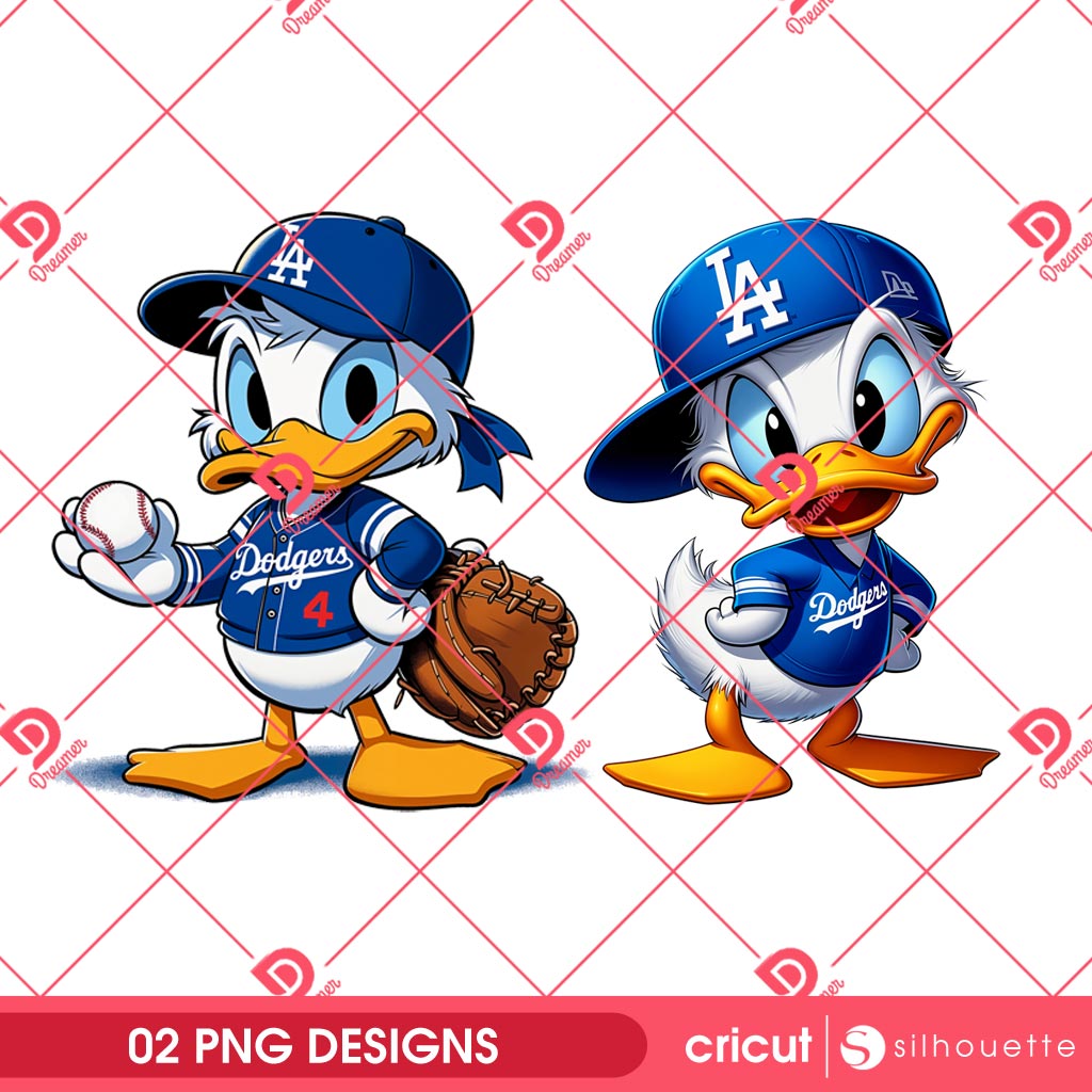 Donald Duck LA Dodgers PNG, Donald Duck Baseball Dodgers PNG, Disney Donald Baseball PNG