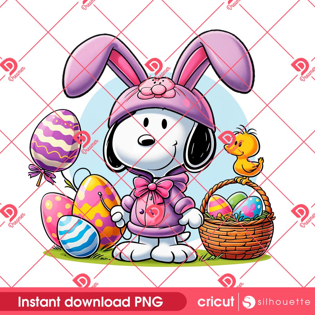 Easter Bunny Snoopy PNG, Peanuts Cartoon Snoopy Easter Eggs PNG