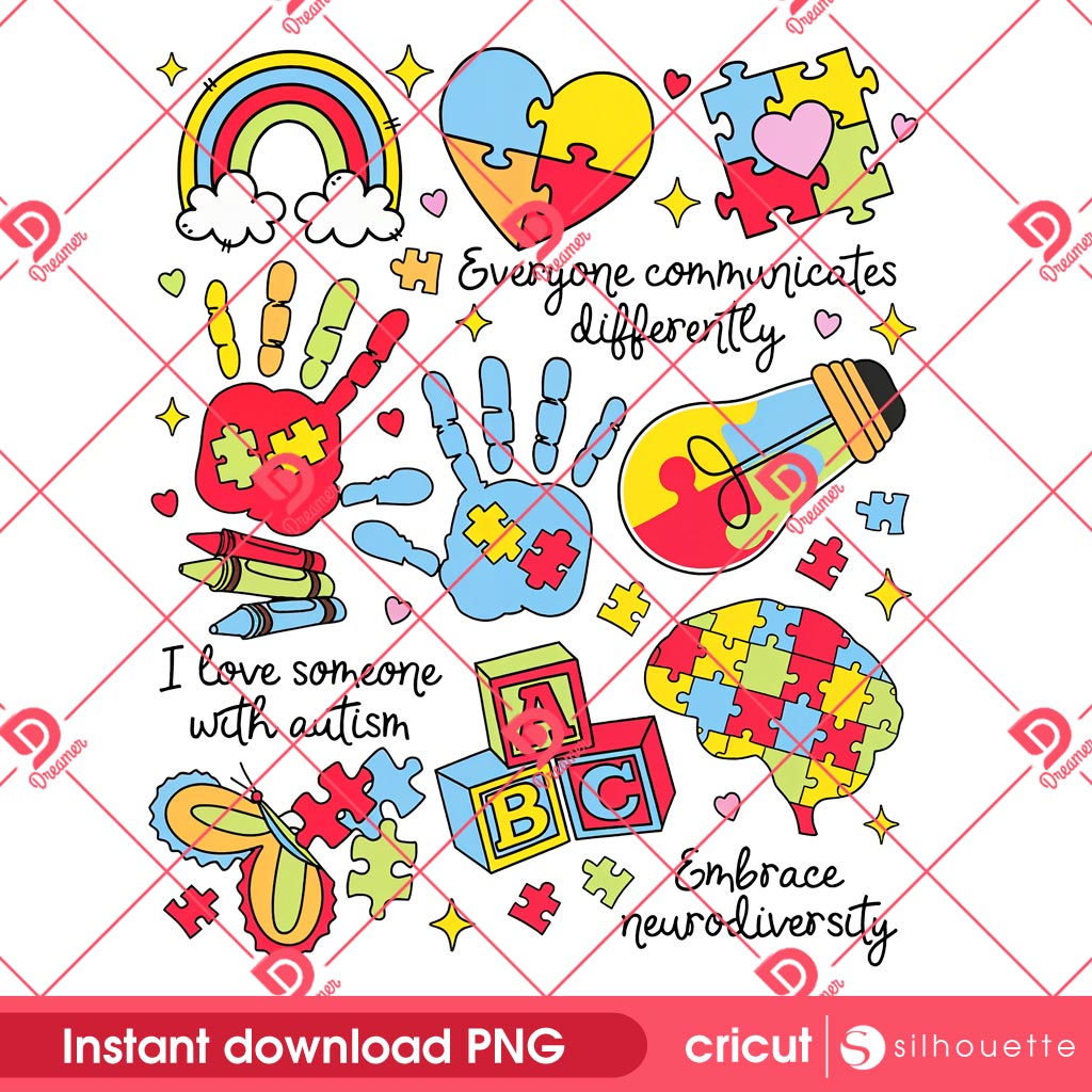 Everyone Communicates Differently PNG, Autism Month PNG, Autism Mom PNG