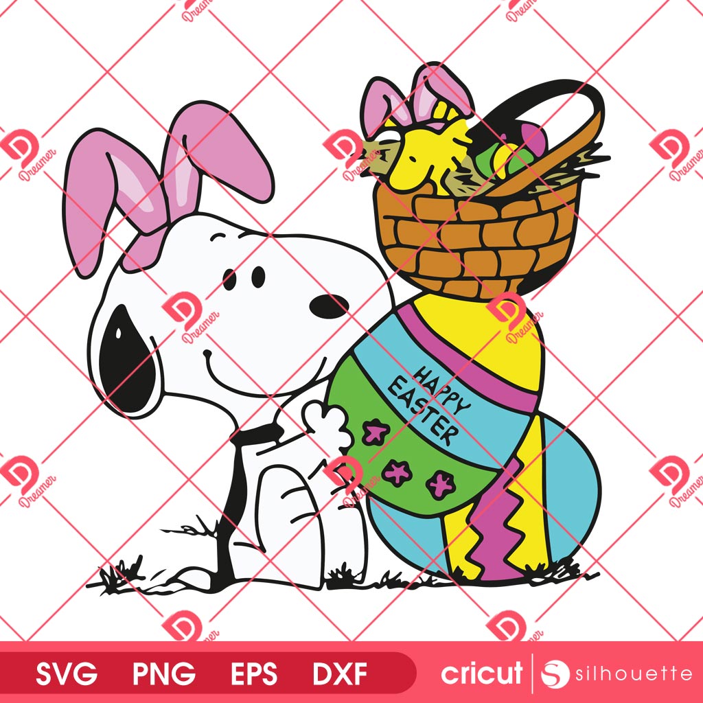 Happy Easter Day Peanuts SVG PNG, Snoopy Bunny Easter PNG SVG