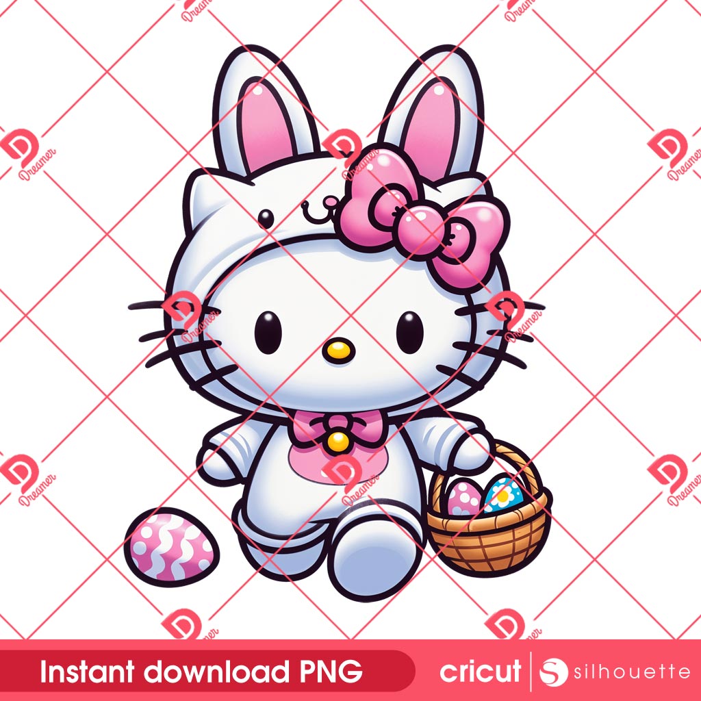 Hello Kitty Bunny PNG, Hello Kitty Easters PNG, Happy Easter Day PNG