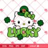 Hello Kitty Lucky St Patricks Day SVG PNG, Lucky Shamrock Hello Kitty PNG SVG