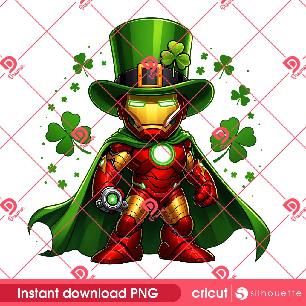 Iron Man St Patricks Day PNG, Superhero Saint Patrick PNG