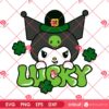 Kuromi St Patricks Day SVG PNG, Lucky Shamrock Kuromi PNG SVG, Sanrio St Patricks SVG