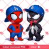 LA Dodgers Baby Venom And Spiderman PNG, Superhero Los Angeles Dodgers PNG