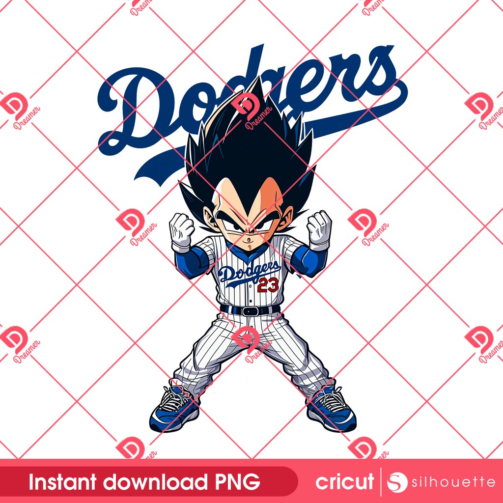 LA Dodgers Vegeta Baseball PNG, Dragonball Vegeta Los Dodgers PNG