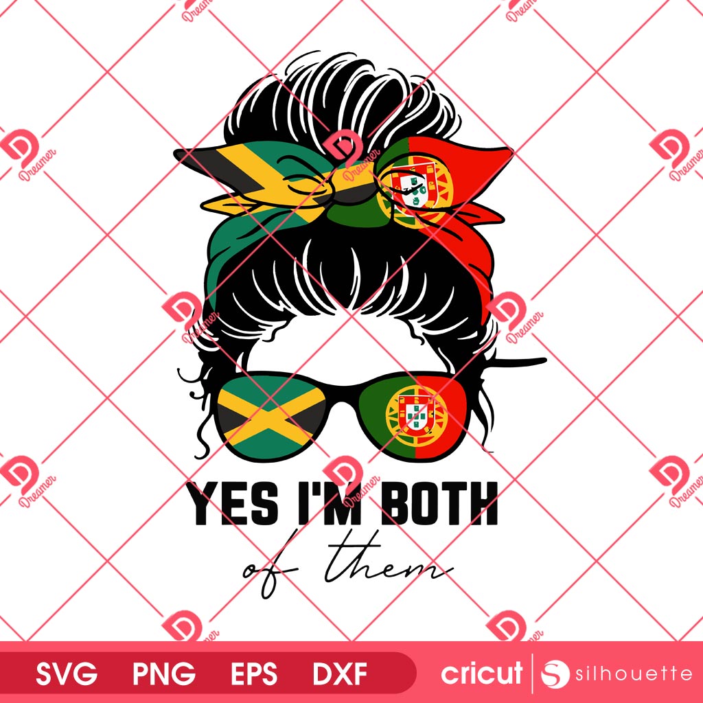 Mexicana Girl Yes Im Both Of Them SVG PNG, Half Jamaican Half Portuguese Girl SVG PNG, Jamaica Portugal Flag SVG PNG
