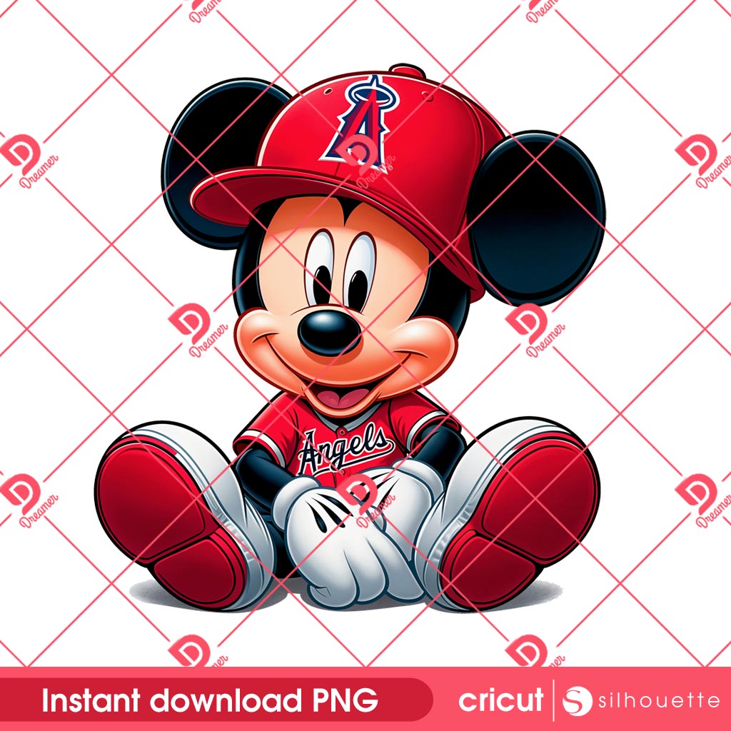 Mickey Los Angeles Angels PNG, Mickey Mouse Angels Baseball PNG, MLB Sport Disney Mouse PNG
