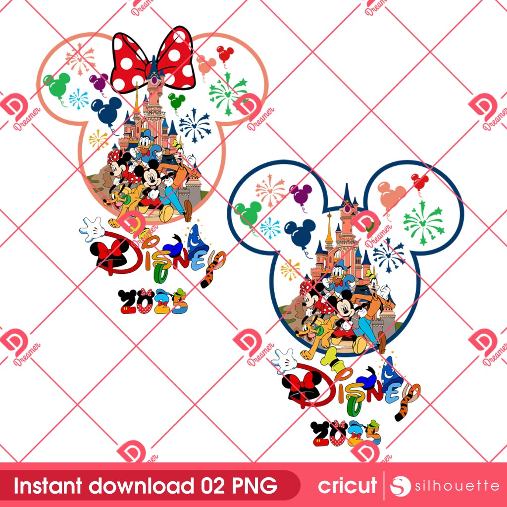 Mickey Minnie Disney Family Trip 2025 PNG, Disney Mouse Friends Vacation PNG
