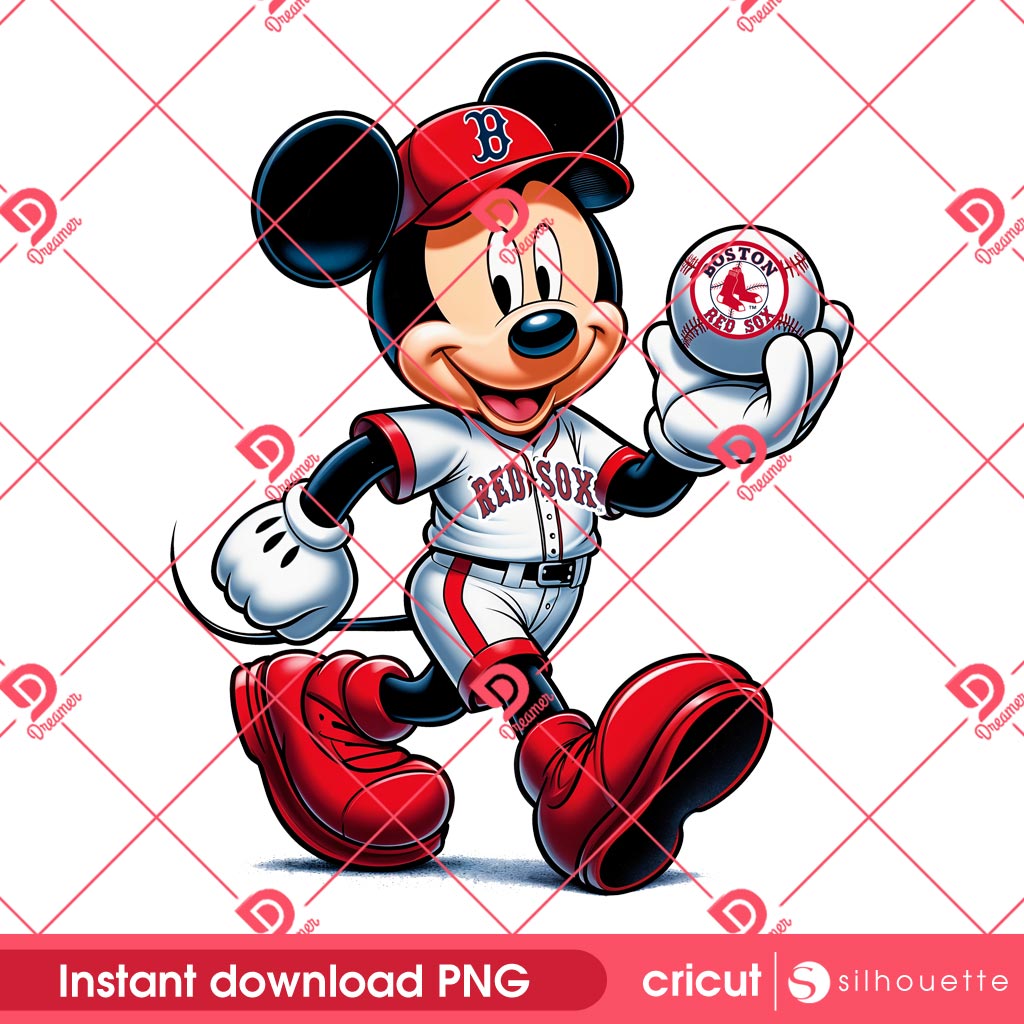 Mickey Mouse Boston Red Sox PNG, MLB Sport Disney Mickey Red Sox Baseball PNG