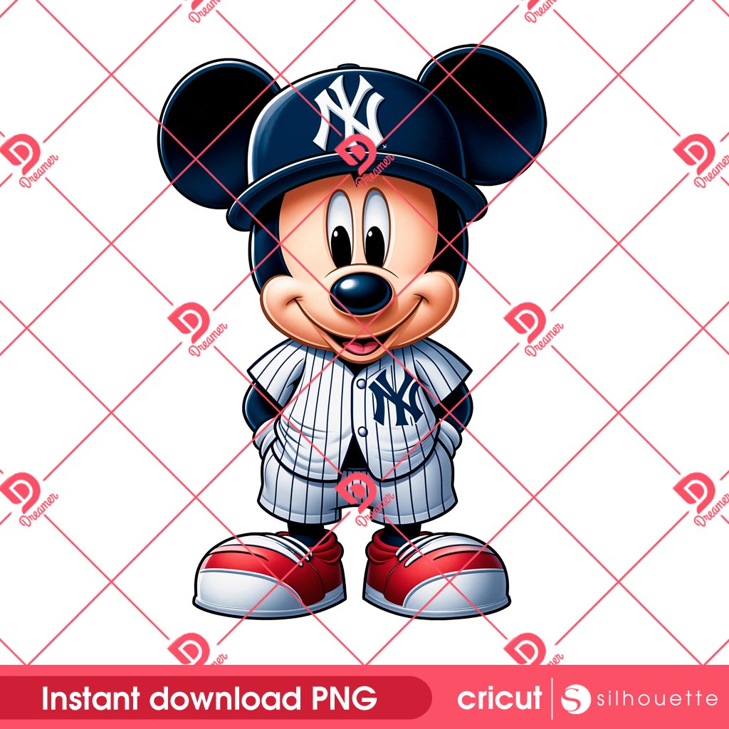 Mickey Mouse NY Yankees PNG, MLB Sport Disney Mickey Baseball PNG