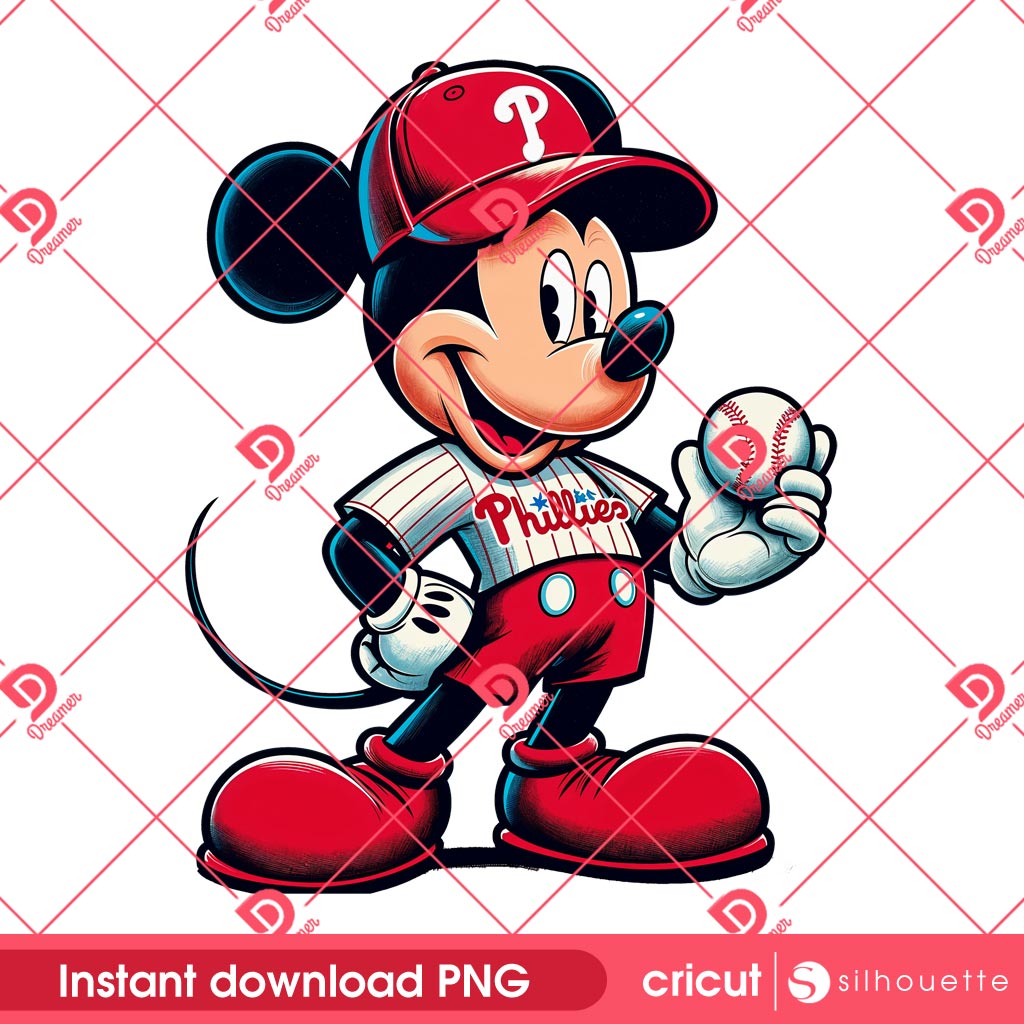 Mickey Mouse Philadelphia Phillies PNG, MLB Sport Disney Mickey Phillies Baseball PNG