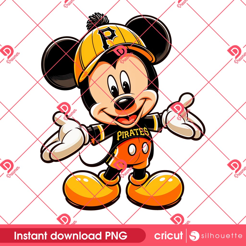 Mickey Pittsburgh Pirates Baseball PNG, MLB Sport Disney Mouse Pirates PNG