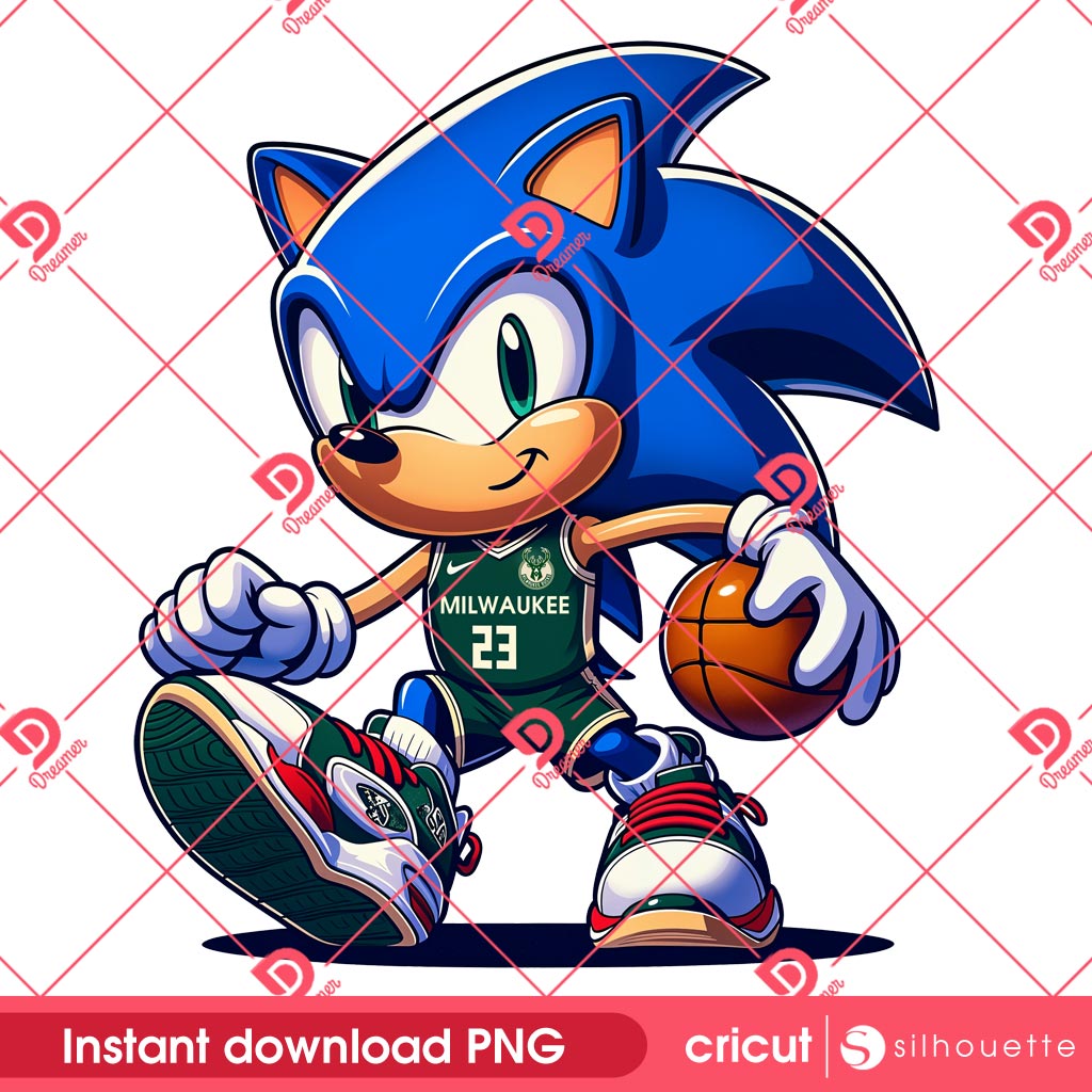 Milwaukee Bucks Sonic Basketball PNG, NBA Sport Sonic Bucks Player PNG