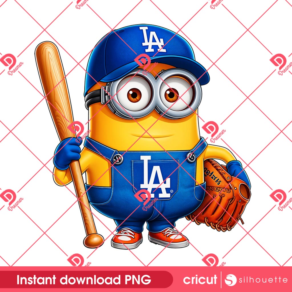 Minion LA Dodgers PNG, Minion Baseball MLB Los Angeles Dodgers PNG