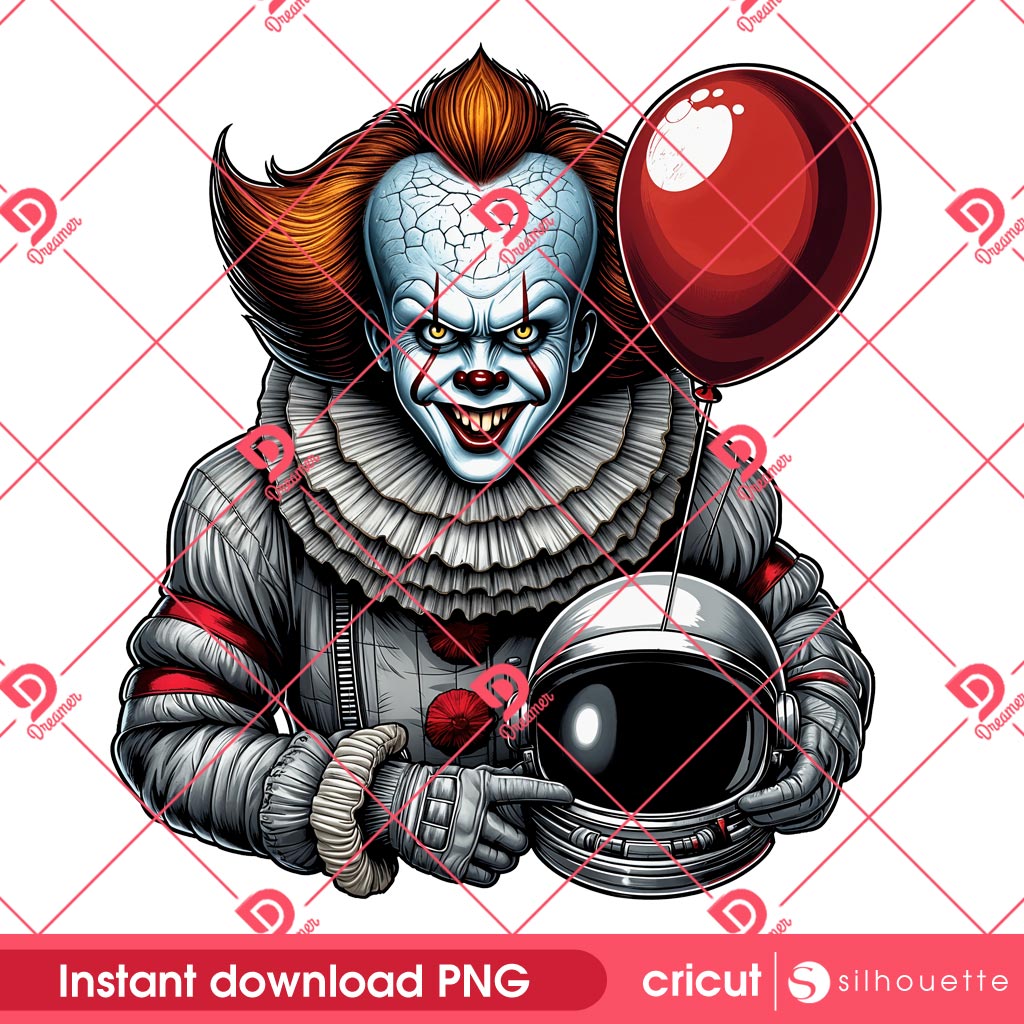 Pennywise Astronaut PNG, Horror Killer Astronaut PNG, Horror Movie Character In Space PNG
