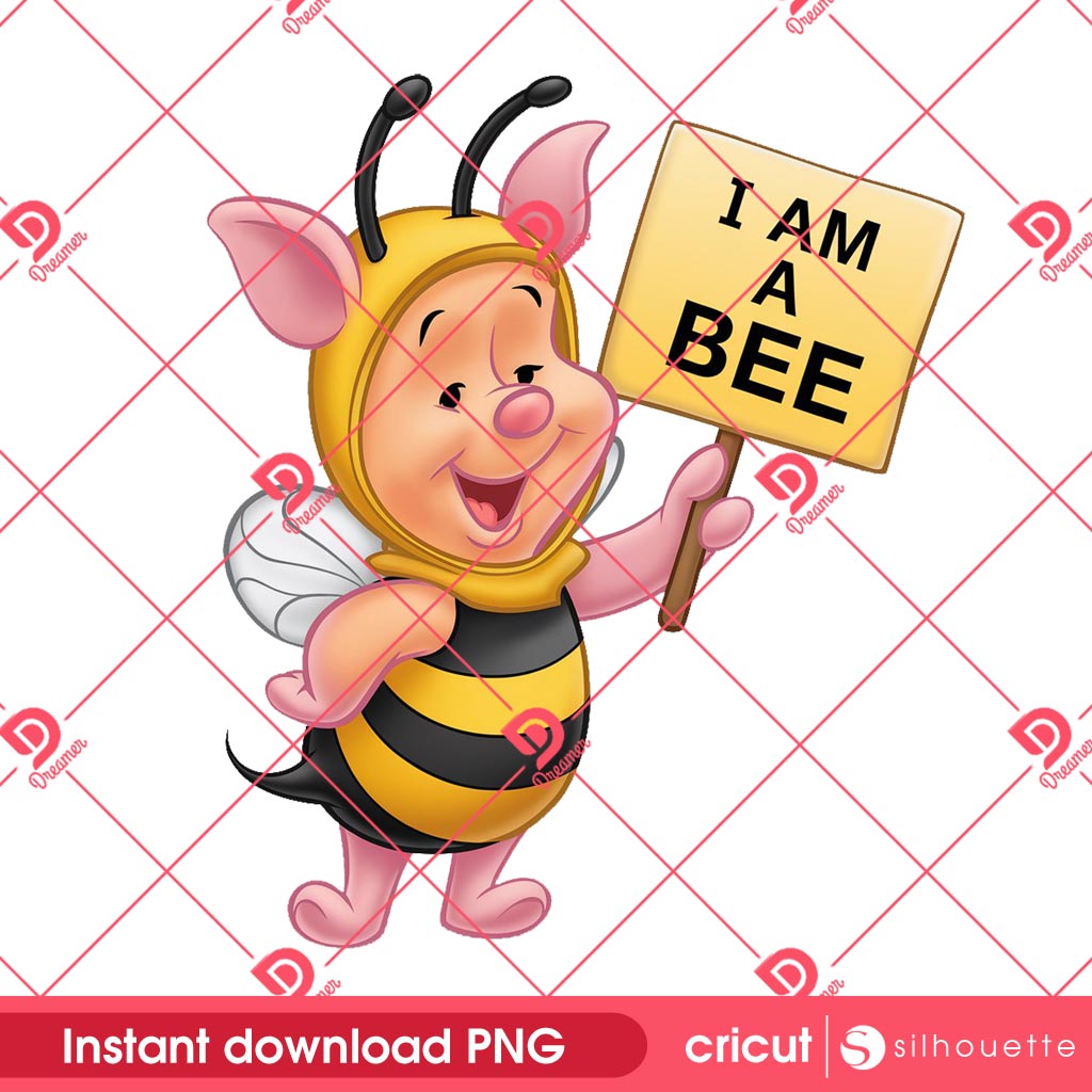 Piglet Bee Outfit PNG, Cute Piglet In Bee Costume PNG, Winnie The Pooh Piglet Bee PNG