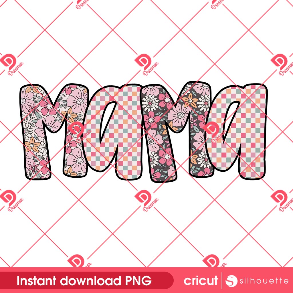Preppy Mama PNG, Cute Mama PNG, Floral Mama PNG