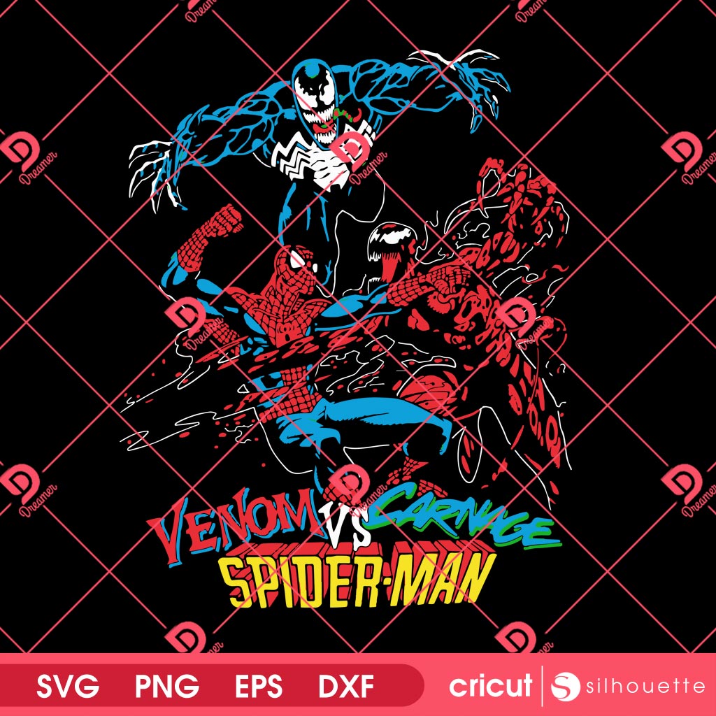 Retro Clash Venom Carnage Spiderman SVG PNG, Venom VS Carnage Spiderman SVG PNG