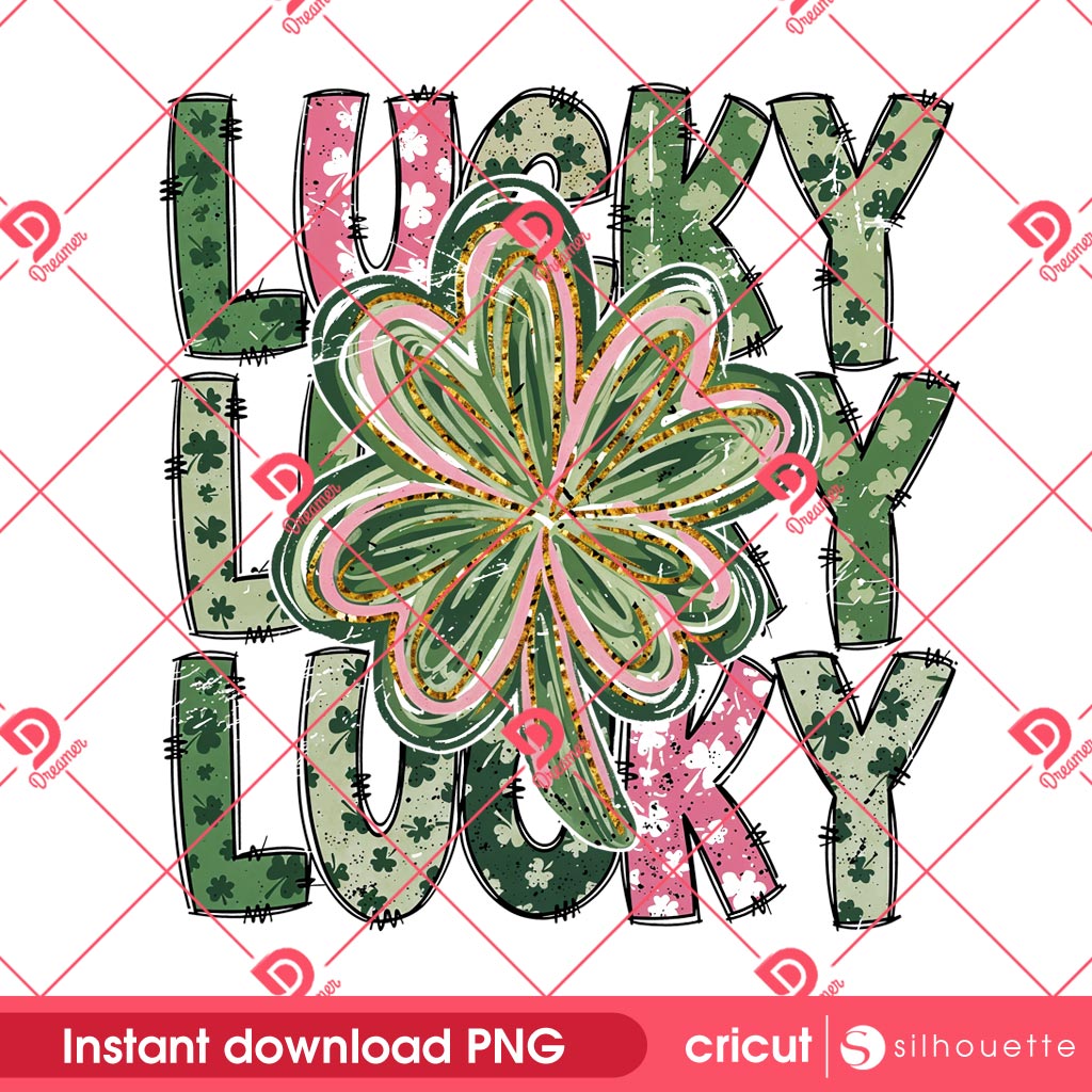 Retro Lucky Shamrock PNG, Saint Patricks Day Lucky PNG