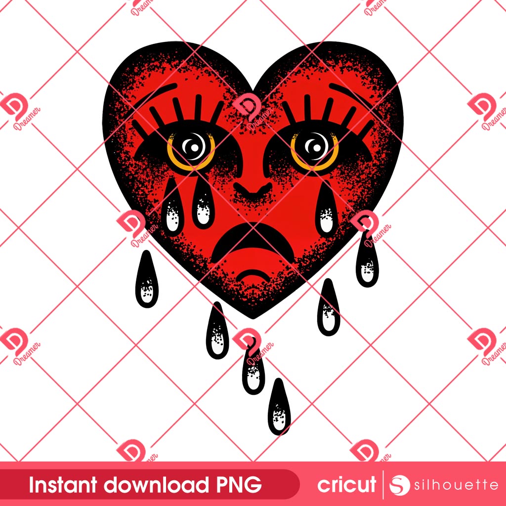 Sad Heart Tattoo PNG