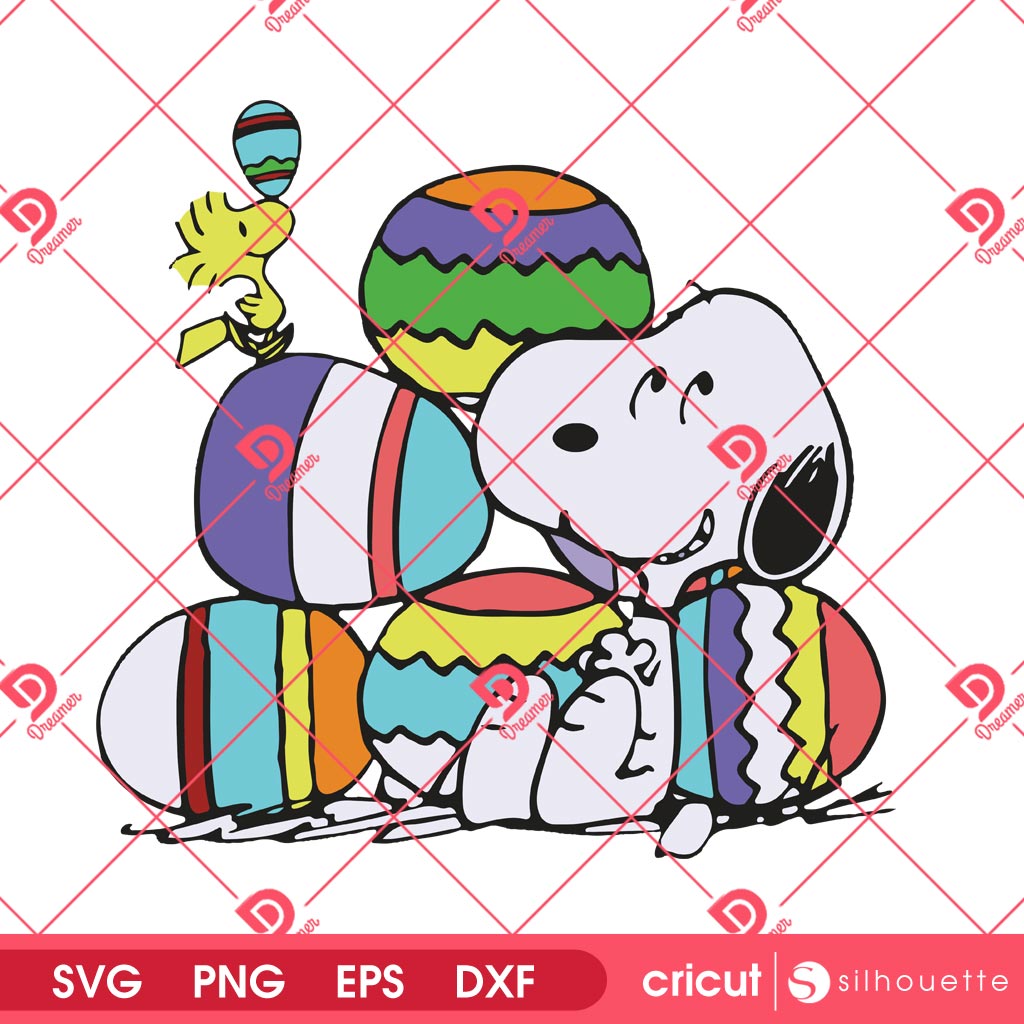 Snoopy And Easter Eggs SVG PNG, Happy Easter Day Peanuts Snoopy PNG SVG