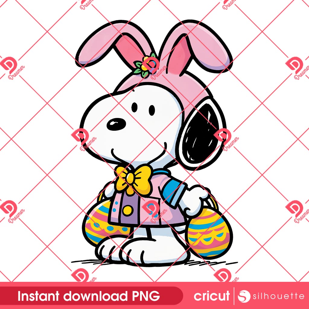 Snoopy Bunny Easter PNG, Happy Easter Day Peanuts Snoopy PNG