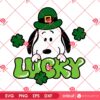 Snoopy Lucky St Patricks Day SVG PNG, Lucky Shamrock Peanuts Cartoon PNG SVG, Snoopy Saint Patrick PNG SVG
