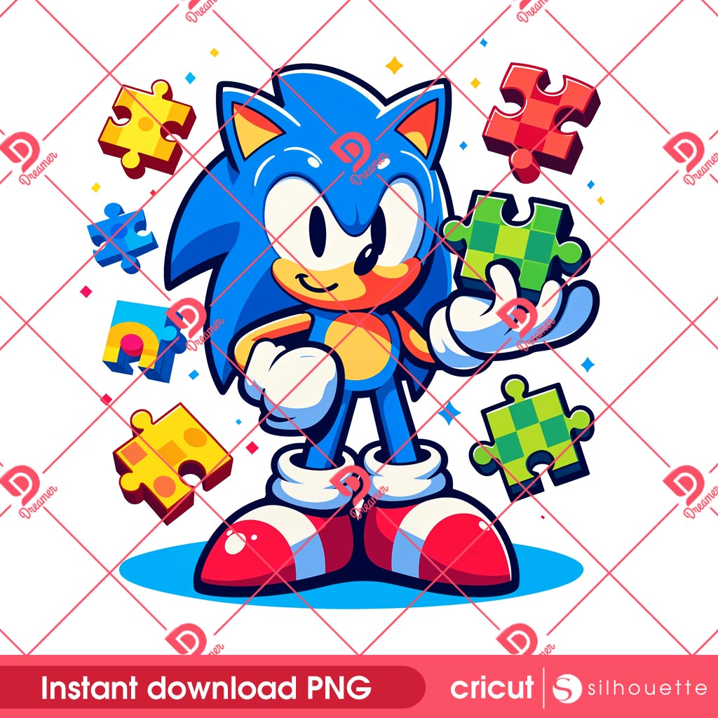 Sonic Autism PNG, Autism Awareness Cartoon Sonic PNG