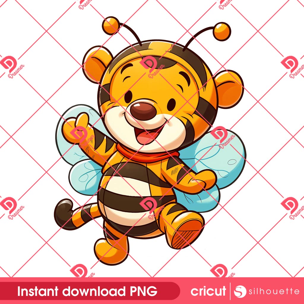 Tigger Bee Outfit PNG, Cute Tigger In Bee Costume PNG, Winnie The Pooh Characters PNG