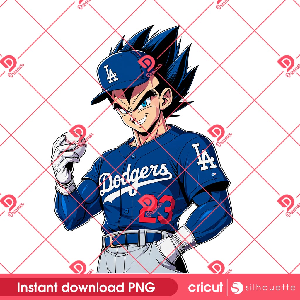 Vegeta Los Angeles Dodgers Baseball PNG, Anime Dragonball Vegeta Dodgers PNG
