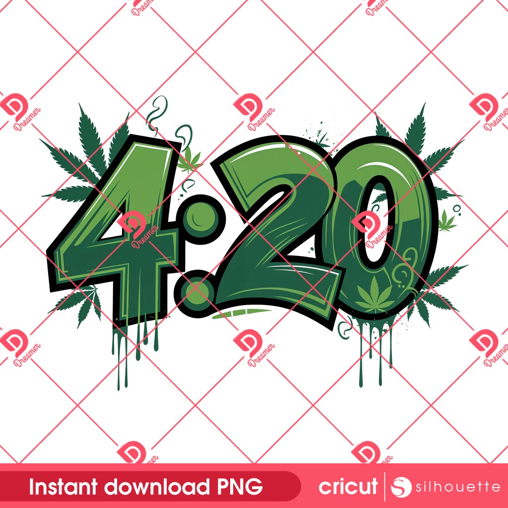 420 Weed PNG Design, Stoner Cannabis Design PNG, Marijuana Leaf Digital Art PNG