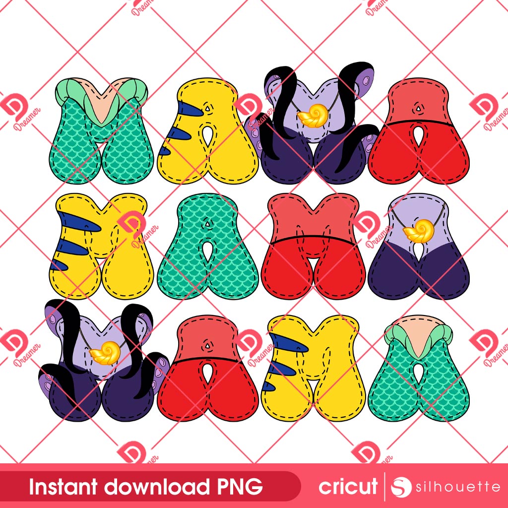 Ariel Mama PNG, Disney Princess Mama PNG, Disney Mothers Day PNG