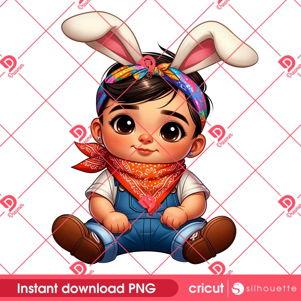 Baby Chicano Bunny Easter PNG, Happy Easter Day Chicano Baby Boy PNG