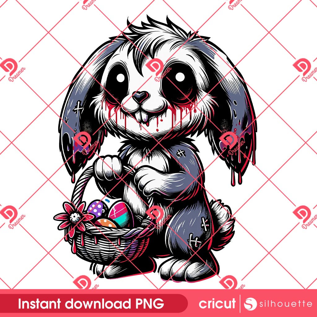 Bloody Bunny Easter PNG, Horror Easter PNG, Horror Rabbit Easter PNG