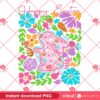 Boho Floral Easter PNG, Bunny Easter Flower PNG