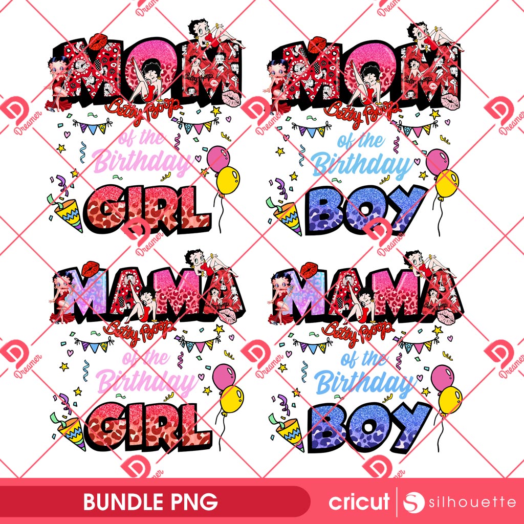 Bundle Mama Betty Boop PNG, Betty Boop Mama Of The Birthday PNG Bundle