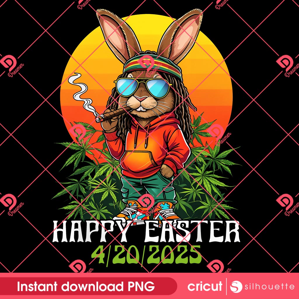 Bunny Smoking Weed Cannabis PNG Design, Happy 420 Easter Bunny PNG Design