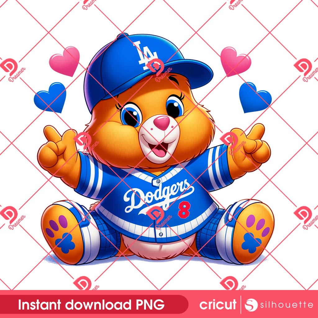 Care Bear LA Dodgers PNG, Care Bear MLB Baseball Los Angeles Dodgers PNG
