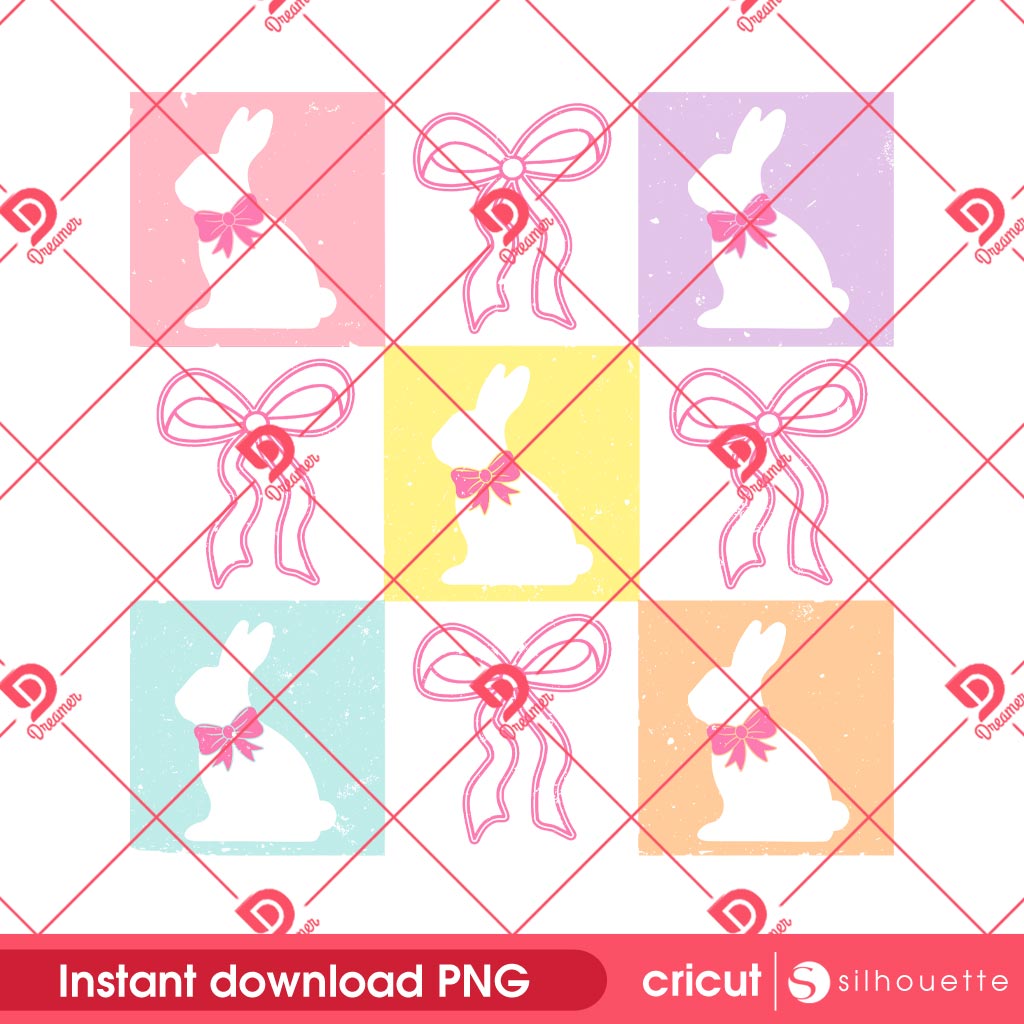 Checkered Easter Coquette PNG Design, Happy Easter PNG