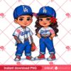 Chicano Boy And Girl LA Dodgers PNG, Chicana Dodgers PNG, Cute Cartoon Baseball Dodgers PNG