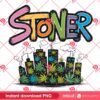 Colorful Stoner Cityscape Cannabis PNG, Stoner Graffiti Art Weed Leaf PNG Design