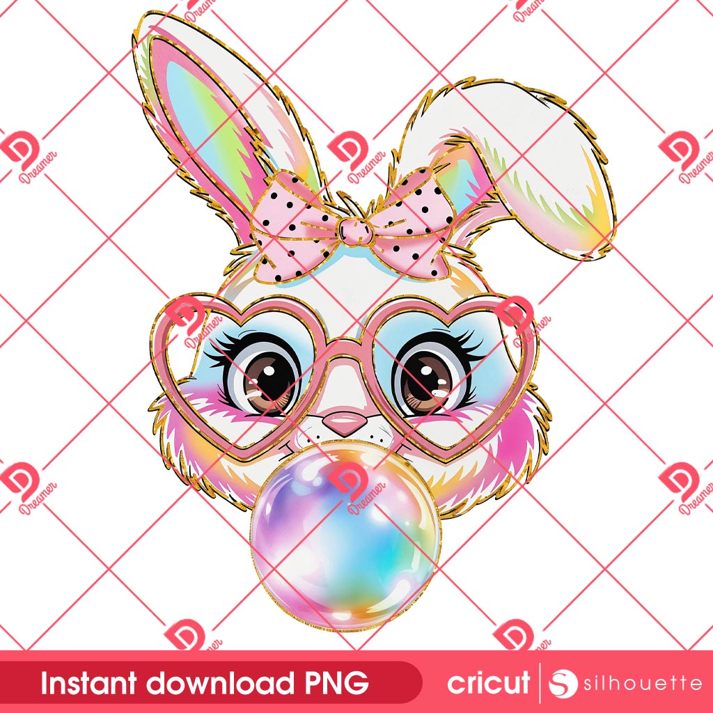 Easter Bunny Blows Bubbles PNG, Happy Easter Day Bunny PNG