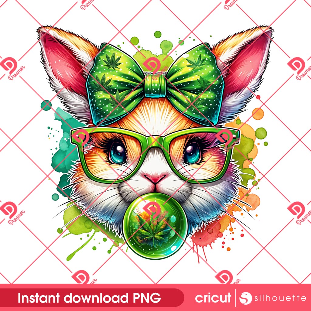 Easter Cannabis Bunny 2025 PNG, Happy Easter Day 2025 PNG, Funny Bunny Smoke Weed 420 PNG