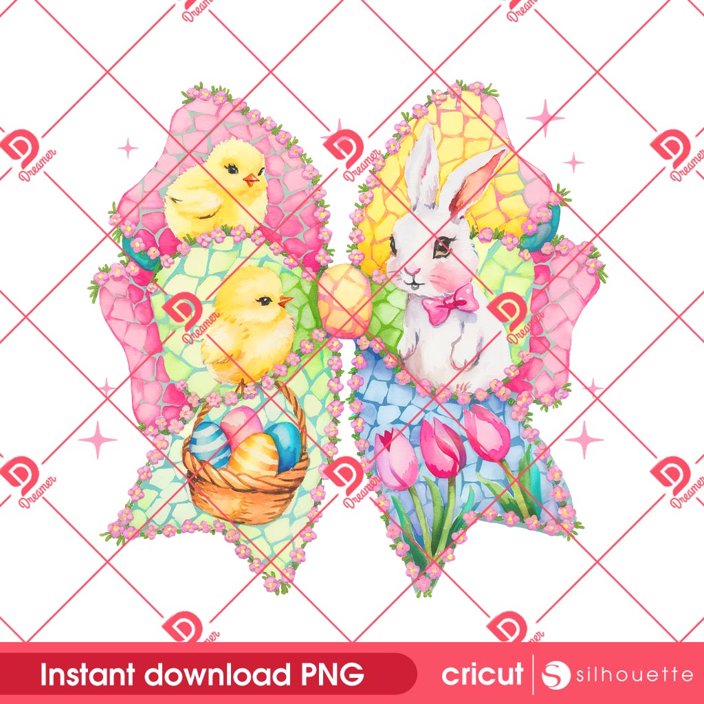 Easter Coquette Bow 2025 PNG, Happy Easter Day PNG, Bunny Easter PNG