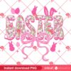 Easter Coquette Bow Sublimation PNG Design, Pink Coquette Easter Bunny PNG