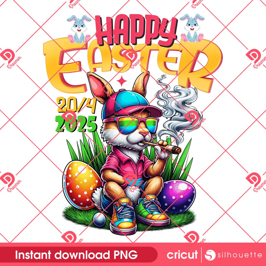 Funny Easter 420 PNG Design, Weed Easter Bunny 2025 PNG, Stoner Holiday PNG Design