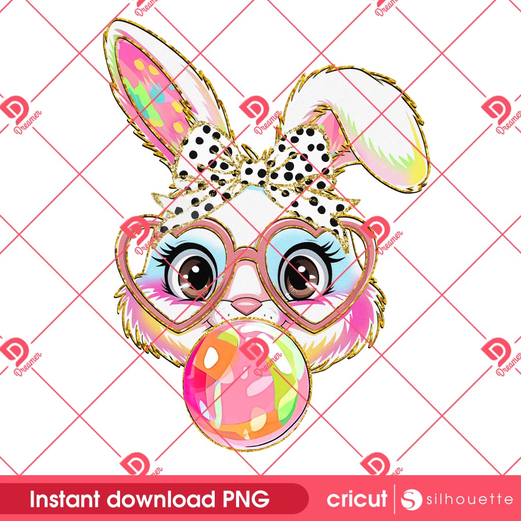 Glitter Bunny Easter Coquette PNG Design, Happy Easter Day PNG