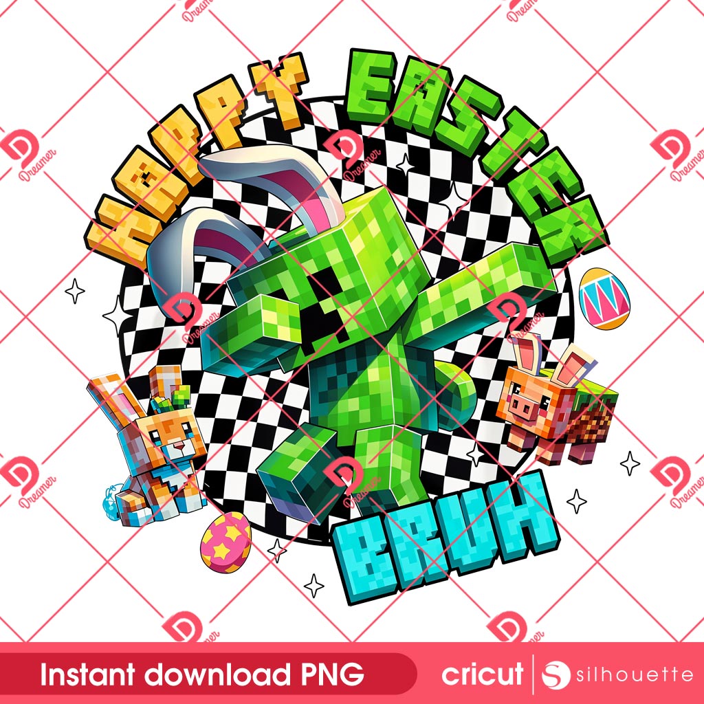 Happy Easter Bruh Minecraft PNG, Bunny Dabbing Game Pixel PNG
