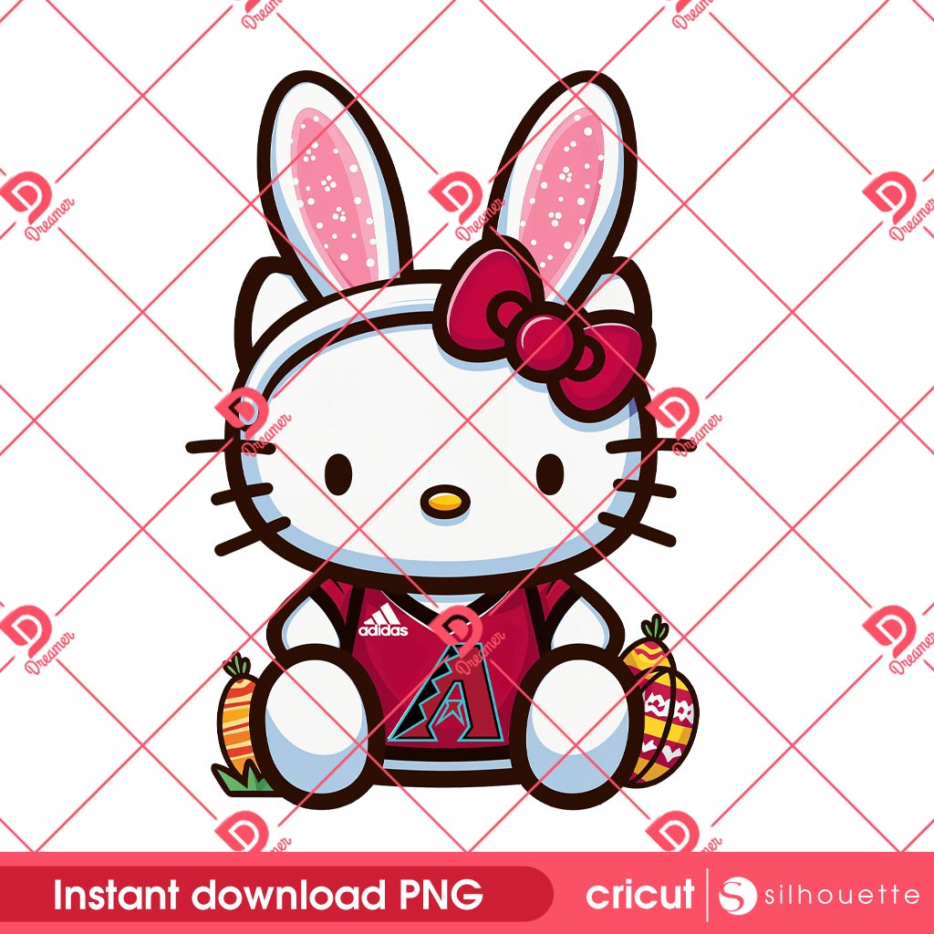 Hello Kitty Bunny Easter Arizona Diamondbacks PNG, Hello Kitty MLB Baseball Arizona Diamondbacks PNG
